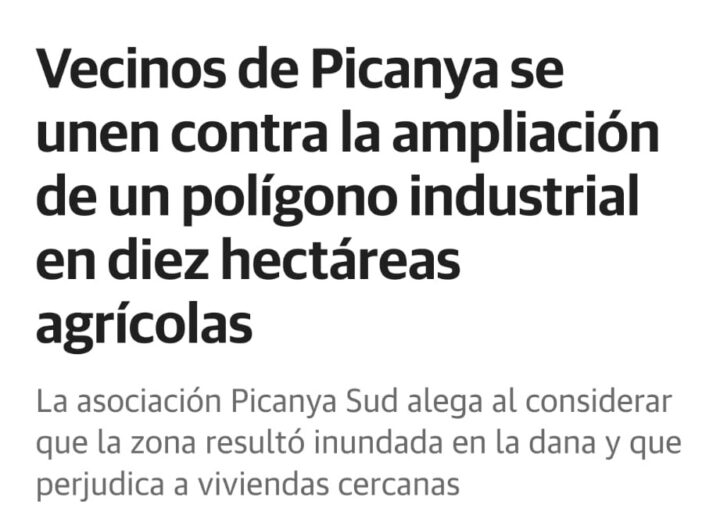 Las Provincias difunde las alegaciones de la Asociación vecinal Picanya Sud