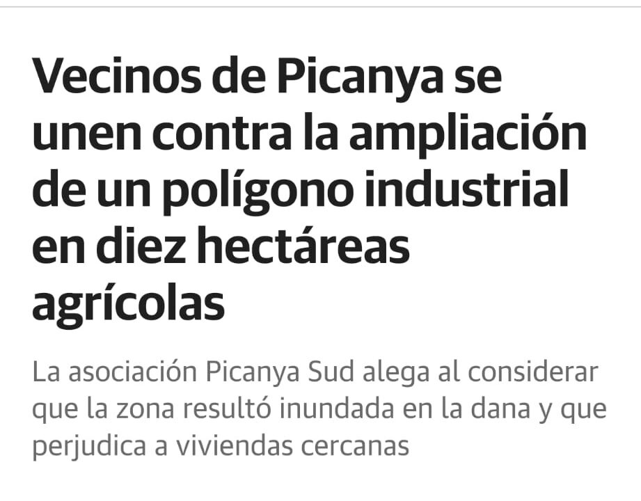 Las Provincias difunde las alegaciones de la Asociación vecinal Picanya Sud